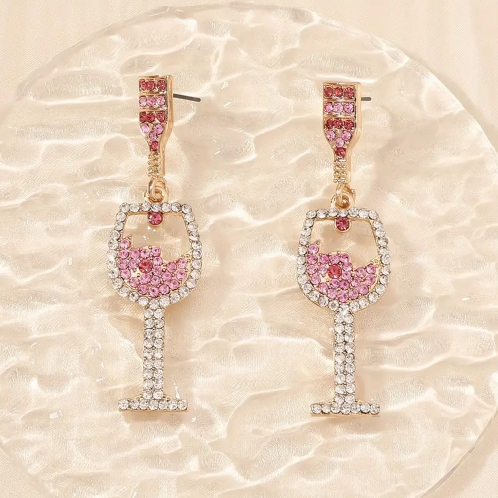 Wine glass dangle earrings